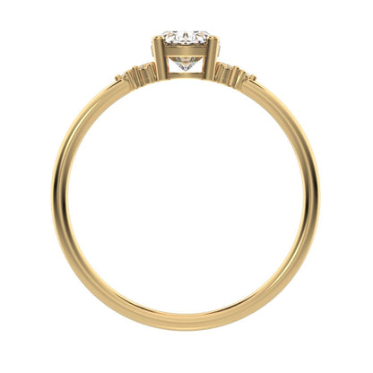 1.06 ct Oval Cut Moissanite dainty Minimalist vintage cluster classic solitaire with accents 14K / 18K Solid Yellow Gold everyday ring