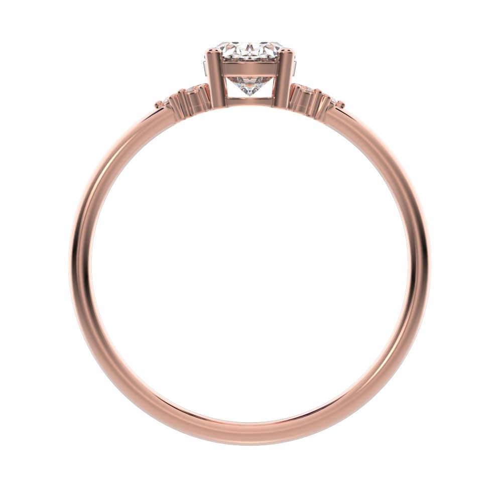 1.06 ct Oval Cut Moissanite dainty Minimalist vintage cluster classic solitaire with accents 14K / 18K Solid Rose Gold everyday ring