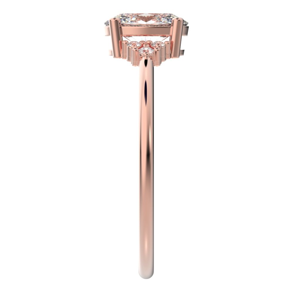 1.06 ct Oval Cut Moissanite dainty Minimalist vintage cluster classic solitaire with accents 14K / 18K Solid Rose Gold everyday ring