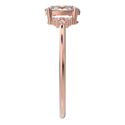 1.06 ct Oval Cut Moissanite dainty Minimalist vintage cluster classic solitaire with accents 14K / 18K Solid Rose Gold everyday ring