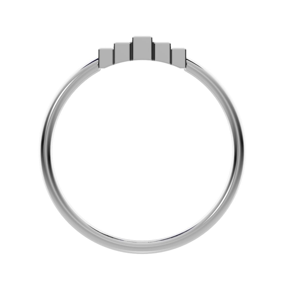0.3 ct Baguette Cut Simulated Clear Diamond Minimalist step-cut art deco solitaire with accents 14K / 18K Solid White Gold everyday ring