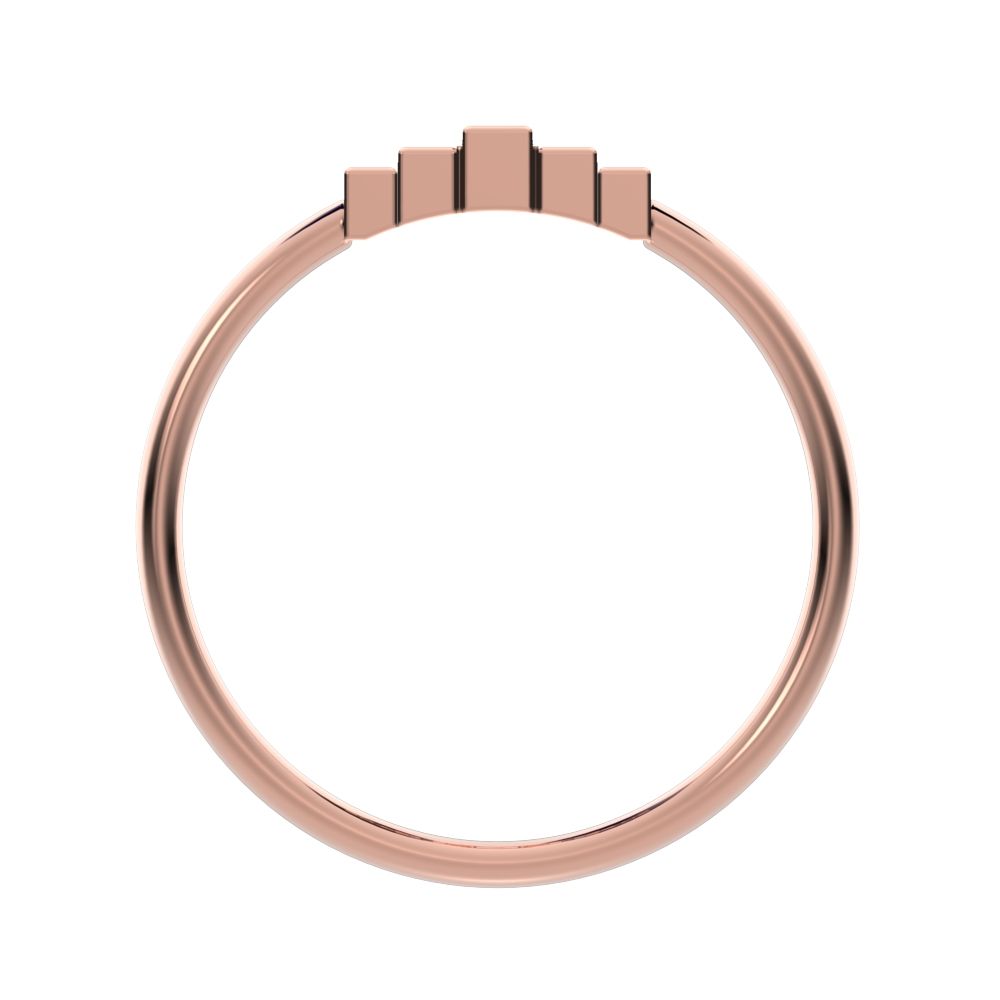 0.3 ct Baguette Cut Simulated Clear Diamond Minimalist step-cut art deco solitaire with accents 14K / 18K Solid Rose Gold everyday ring