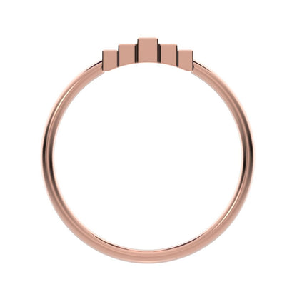 0.3 ct Baguette Cut Simulated Clear Diamond Minimalist step-cut art deco solitaire with accents 14K / 18K Solid Rose Gold everyday ring