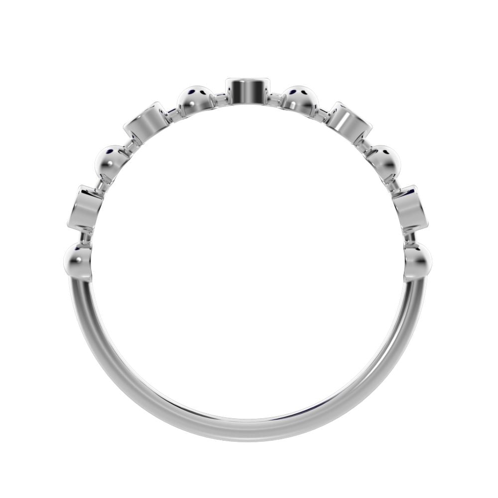 0.075 ct Round Cut Moissanite dainty Minimalist Stackable half eternity bezel braided 14K / 18K Solid White Gold everyday wedding band