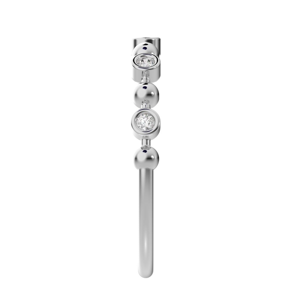 0.075 ct Round Cut Moissanite dainty Minimalist Stackable half eternity bezel braided 14K / 18K Solid White Gold everyday wedding band