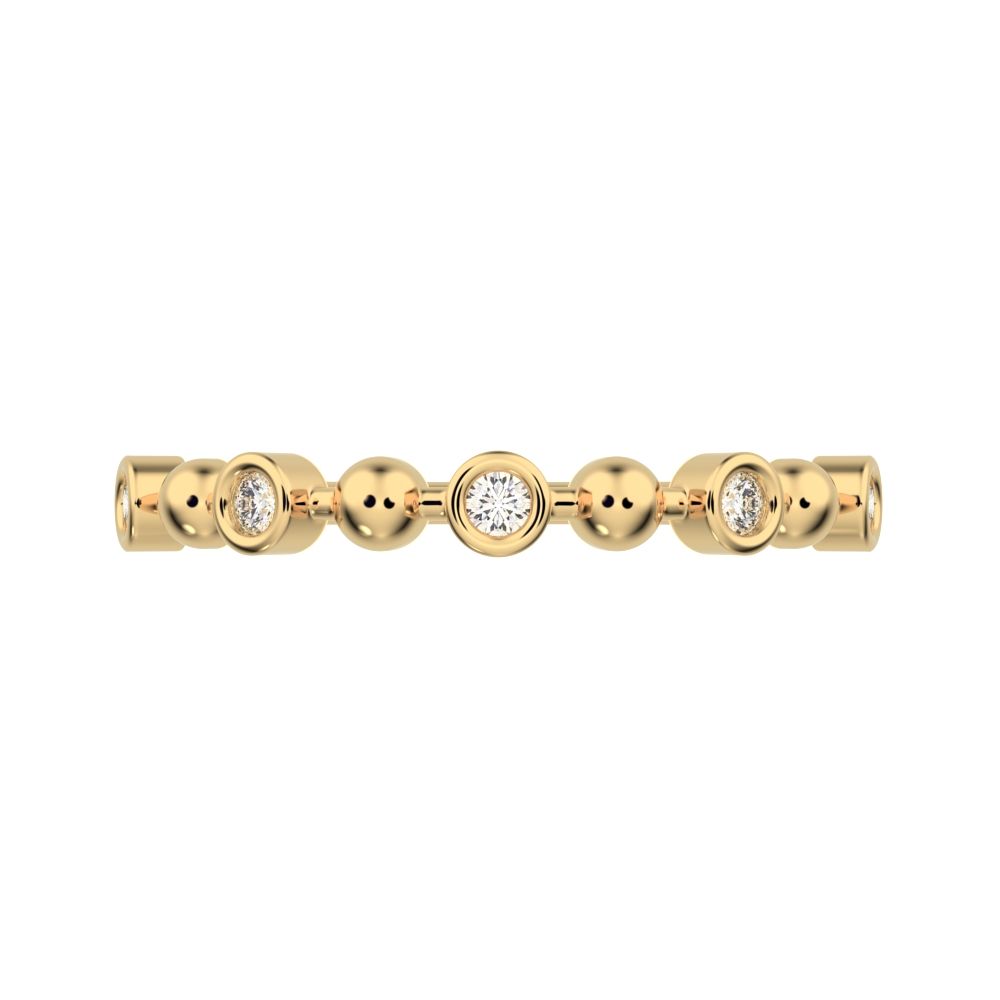 0.075 ct Round Cut Moissanite dainty Minimalist Stackable half eternity bezel braided 14K / 18K Solid Yellow Gold everyday wedding band
