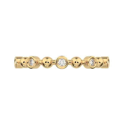 0.075 ct Round Cut Moissanite dainty Minimalist Stackable half eternity bezel braided 14K / 18K Solid Yellow Gold everyday wedding band