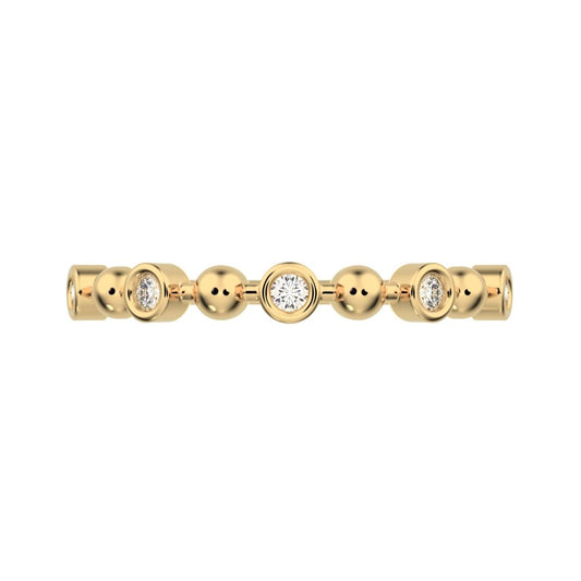 0.075 ct Round Cut Moissanite dainty Minimalist Stackable half eternity bezel braided 14K / 18K Solid Yellow Gold everyday wedding band