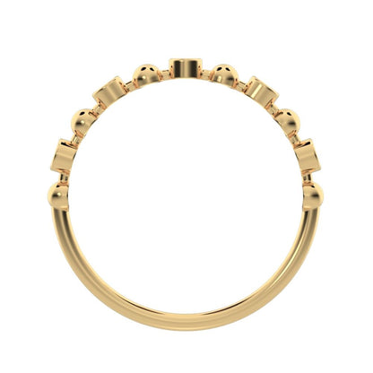 0.075Ct Round Cut Simulated Clear Diamond Minimalist Stackable half eternity braided 14K / 18K Solid Yellow Gold everyday wedding band
