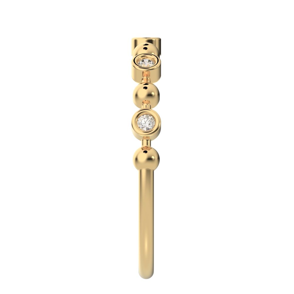 0.075 ct Round Cut Moissanite dainty Minimalist Stackable half eternity bezel braided 14K / 18K Solid Yellow Gold everyday wedding band