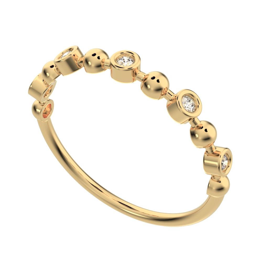 0.075Ct Round Cut Simulated Clear Diamond Minimalist Stackable half eternity braided 14K / 18K Solid Yellow Gold everyday wedding band