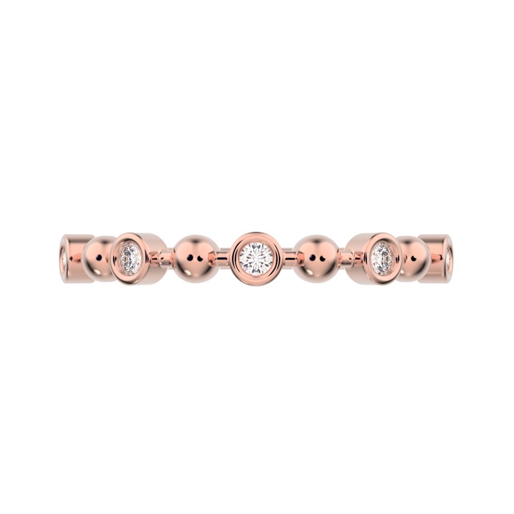 0.075Ct Round Cut Simulated Clear Diamond Minimalist Stackable half eternity bezel braided 14K / 18K Solid Rose Gold everyday wedding band