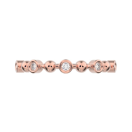 0.075Ct Round Cut Simulated Clear Diamond Minimalist Stackable half eternity bezel braided 14K / 18K Solid Rose Gold everyday wedding band