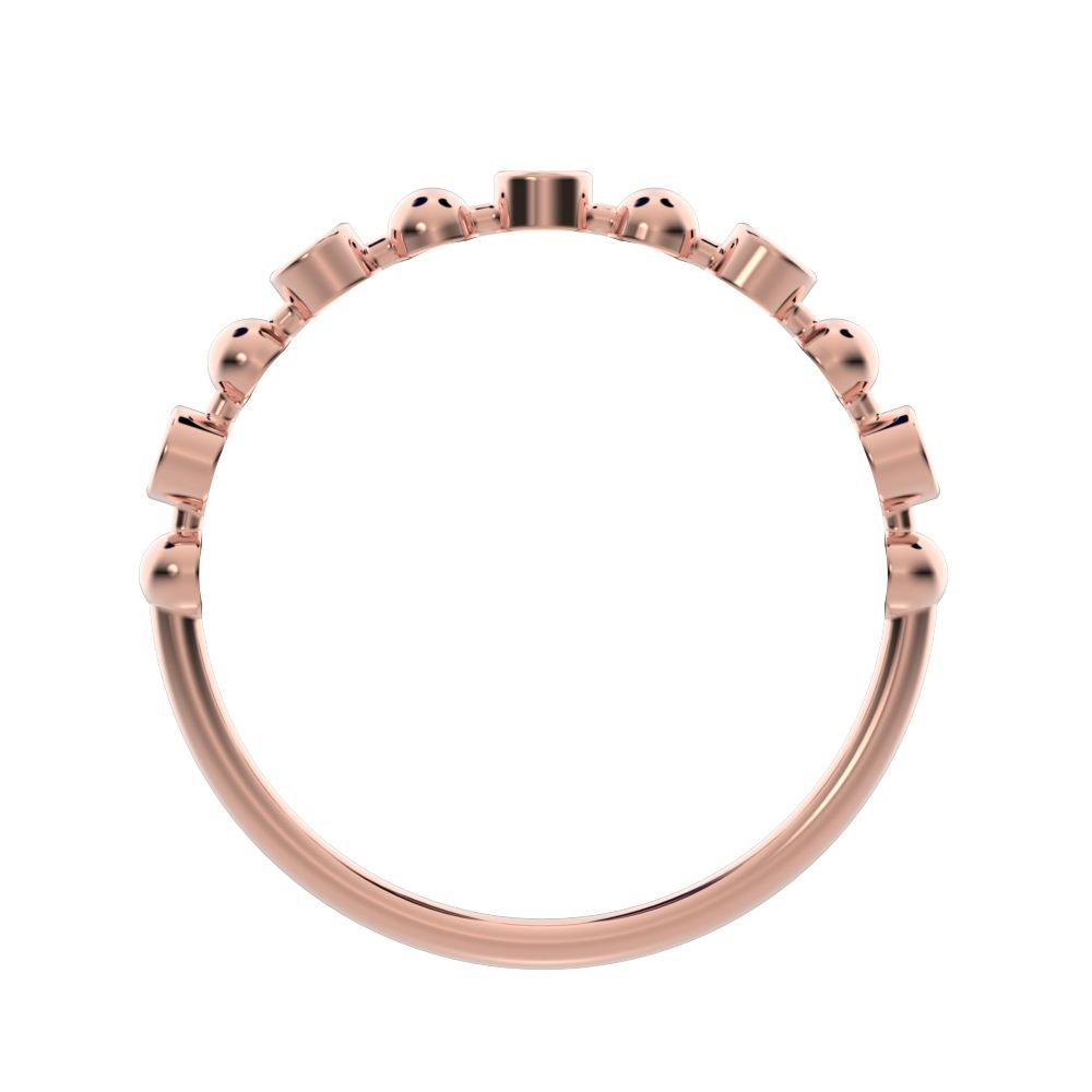 0.075 ct Round Cut Moissanite dainty Minimalist Stackable half eternity bezel braided 14K / 18K Solid Rose Gold everyday wedding band