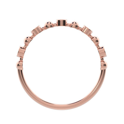0.075 ct Round Cut Moissanite dainty Minimalist Stackable half eternity bezel braided 14K / 18K Solid Rose Gold everyday wedding band