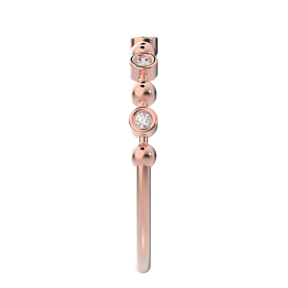 0.075Ct Round Cut Simulated Clear Diamond Minimalist Stackable half eternity bezel braided 14K / 18K Solid Rose Gold everyday wedding band