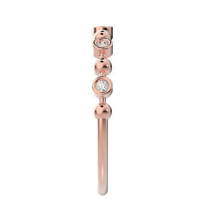 0.075Ct Round Cut Simulated Clear Diamond Minimalist Stackable half eternity bezel braided 14K / 18K Solid Rose Gold everyday wedding band