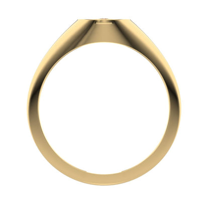 0.03 ct Round Cut Moissanite dainty Minimalist 1 stone solitaire signet light 14K / 18K Solid Yellow Gold everyday ring