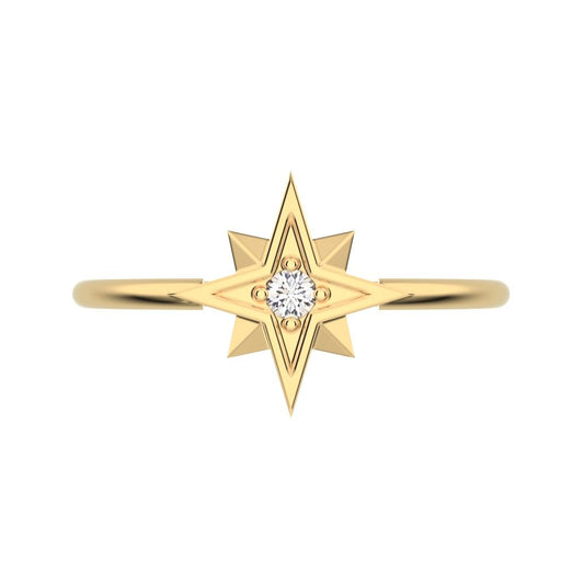 0.03 ct Round Cut Simulated Clear Diamond dainty Minimalist star halo sun light cocktail 14K / 18K Solid Yellow Gold everyday ring