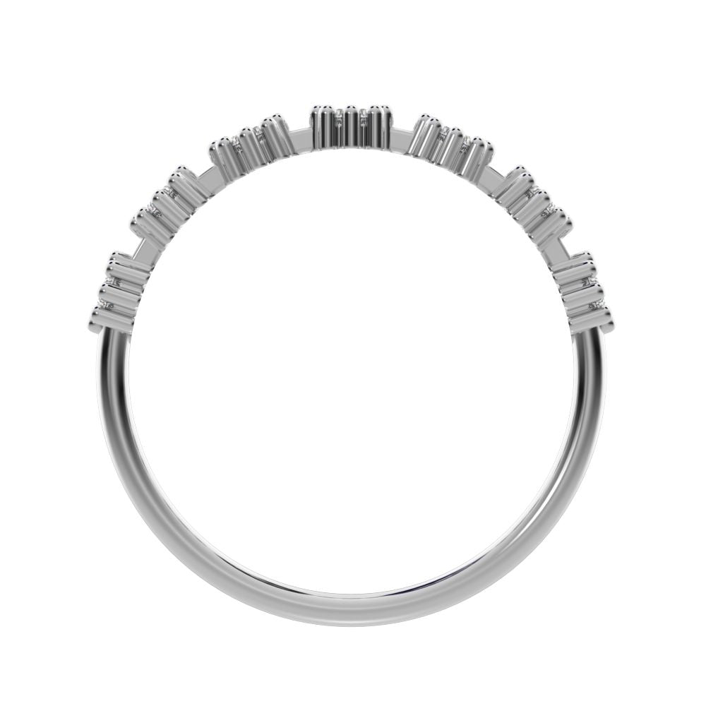 0.21Ct Round Cut Moissanite dainty Minimalist Stackable half eternity floral braided light 14K / 18K Solid White Gold everyday wedding band
