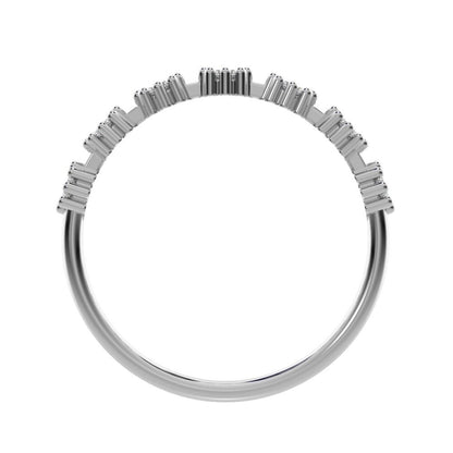 0.21Ct Round Cut Moissanite dainty Minimalist Stackable half eternity floral braided light 14K / 18K Solid White Gold everyday wedding band