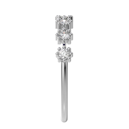 0.21Ct Round Cut Moissanite dainty Minimalist Stackable half eternity floral braided light 14K / 18K Solid White Gold everyday wedding band