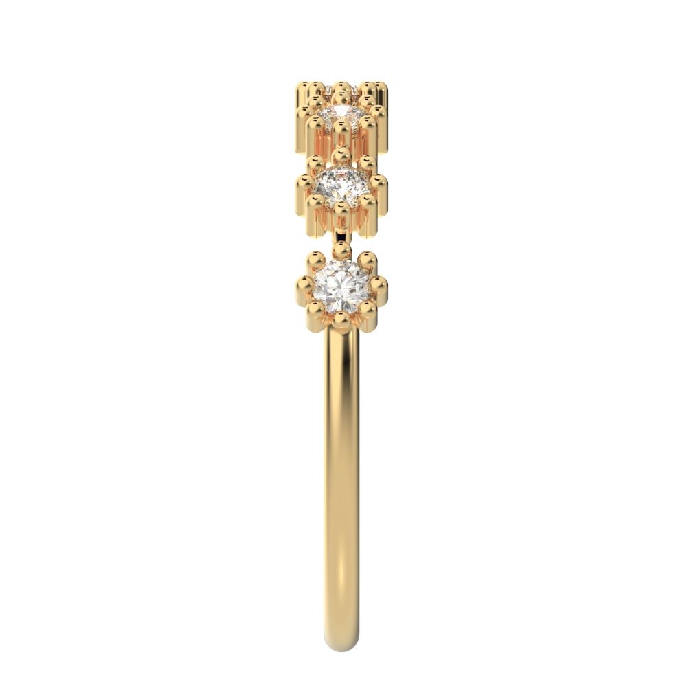 0.21Ct Round Cut Moissanite Minimalist Stackable half eternity floral braided light 14K / 18K Solid Yellow Gold everyday wedding band
