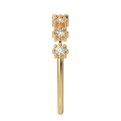 0.21Ct Round Cut Moissanite Minimalist Stackable half eternity floral braided light 14K / 18K Solid Yellow Gold everyday wedding band