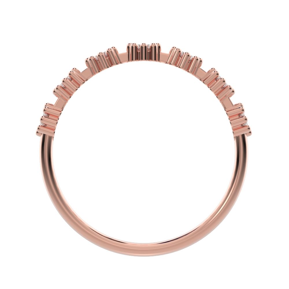0.21 ct Round Cut Moissanite dainty Minimalist Stackable half eternity floral braided light 14K / 18K Solid Rose Gold everyday wedding band