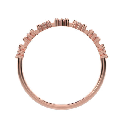 0.21 ct Round Cut Moissanite dainty Minimalist Stackable half eternity floral braided light 14K / 18K Solid Rose Gold everyday wedding band