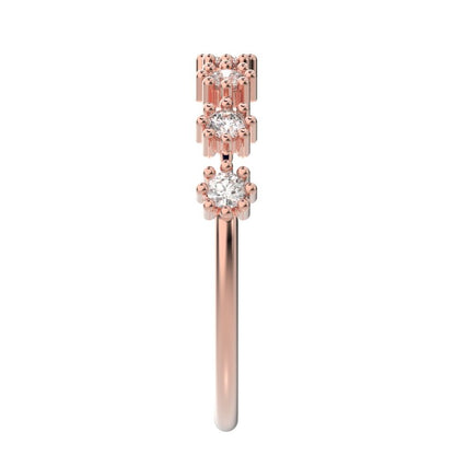 0.21 ct Round Cut Moissanite dainty Minimalist Stackable half eternity floral braided light 14K / 18K Solid Rose Gold everyday wedding band