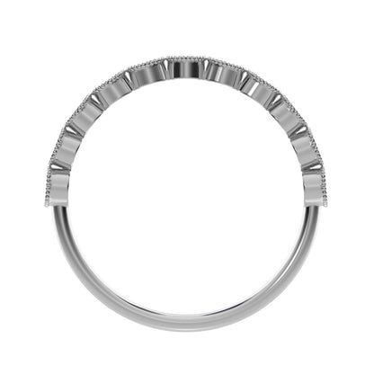 0.33Ct Round Cut Moissanite dainty Minimalist Stackable half eternity floral braided light 14K / 18K Solid White Gold everyday wedding band