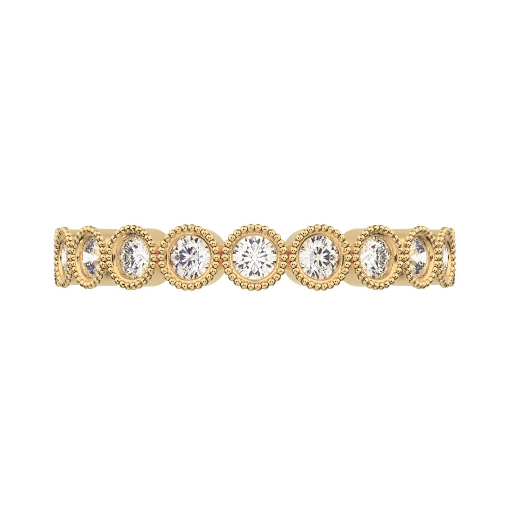 0.33Ct Round Cut Moissanite Minimalist Stackable half eternity floral braided light 14K / 18K Solid Yellow Gold everyday wedding band