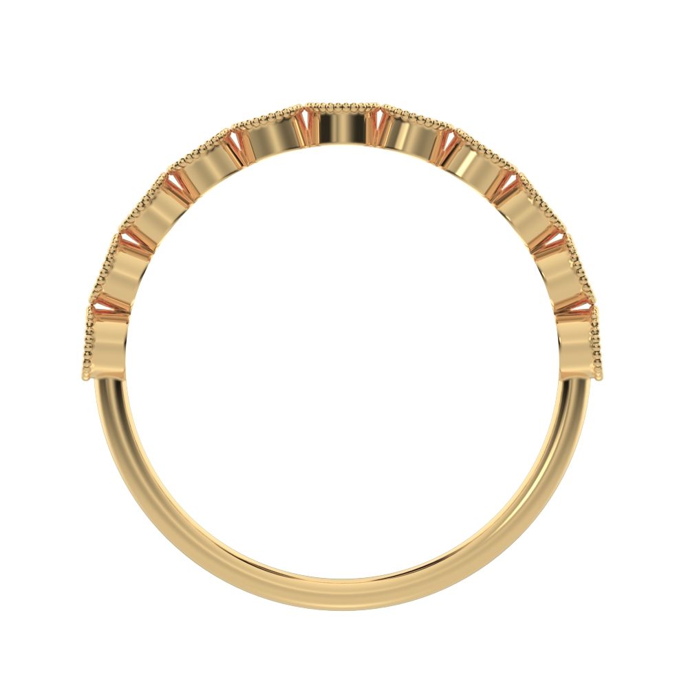 0.33Ct Round Cut Moissanite Minimalist Stackable half eternity floral braided light 14K / 18K Solid Yellow Gold everyday wedding band