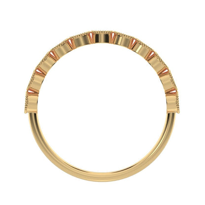 0.33Ct Round Cut Moissanite Minimalist Stackable half eternity floral braided light 14K / 18K Solid Yellow Gold everyday wedding band