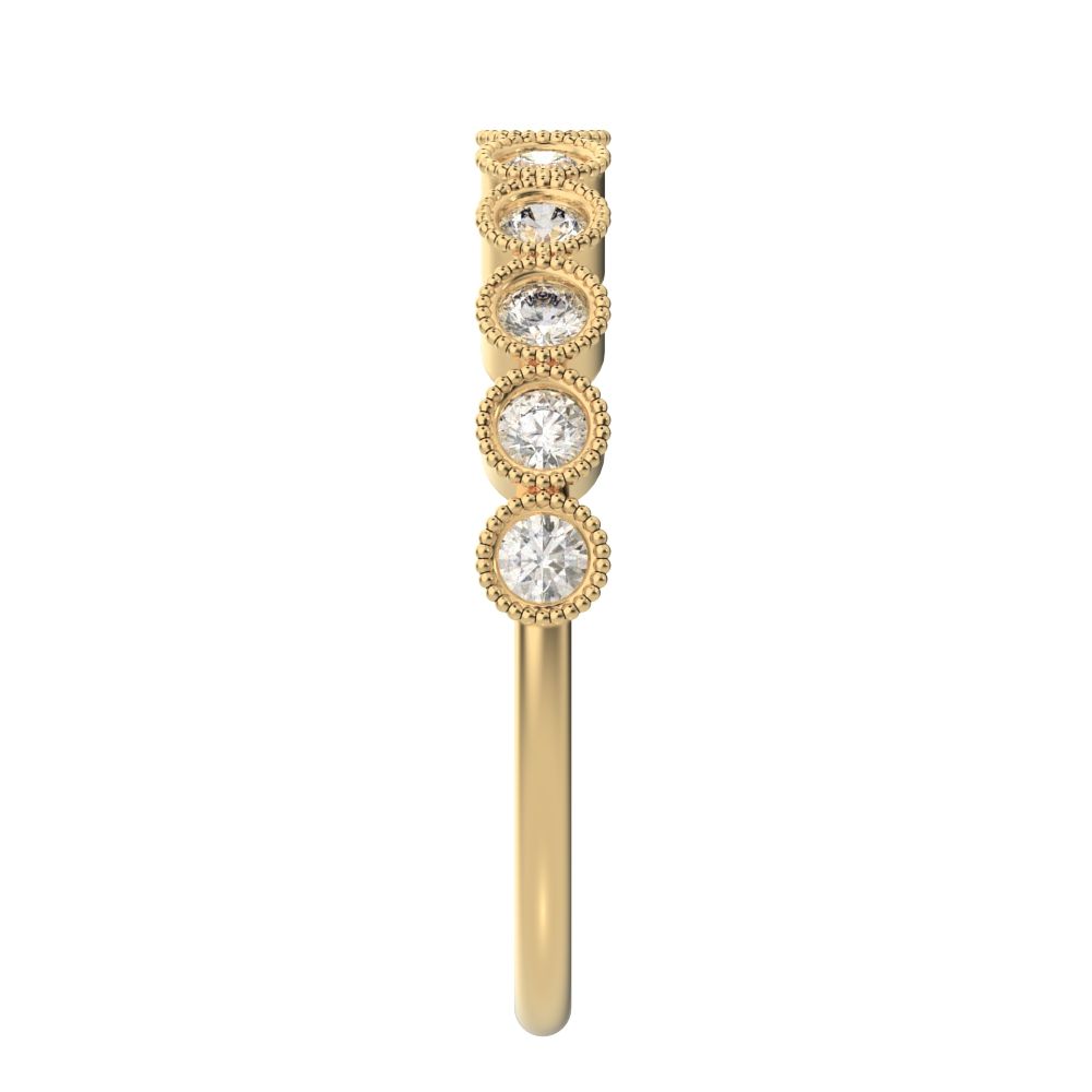 0.33Ct Round Cut Moissanite Minimalist Stackable half eternity floral braided light 14K / 18K Solid Yellow Gold everyday wedding band