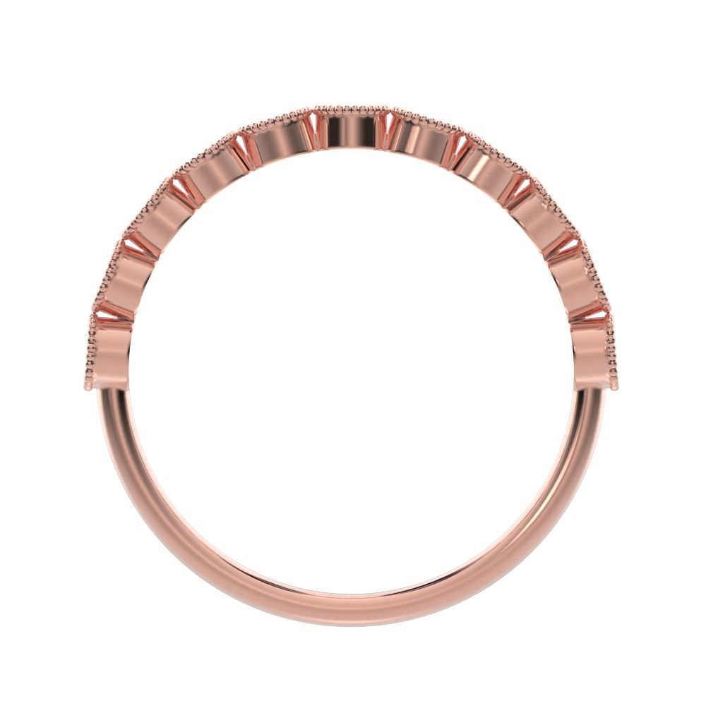 0.33 ct Round Cut Moissanite dainty Minimalist Stackable half eternity floral braided light 14K / 18K Solid Rose Gold everyday wedding band
