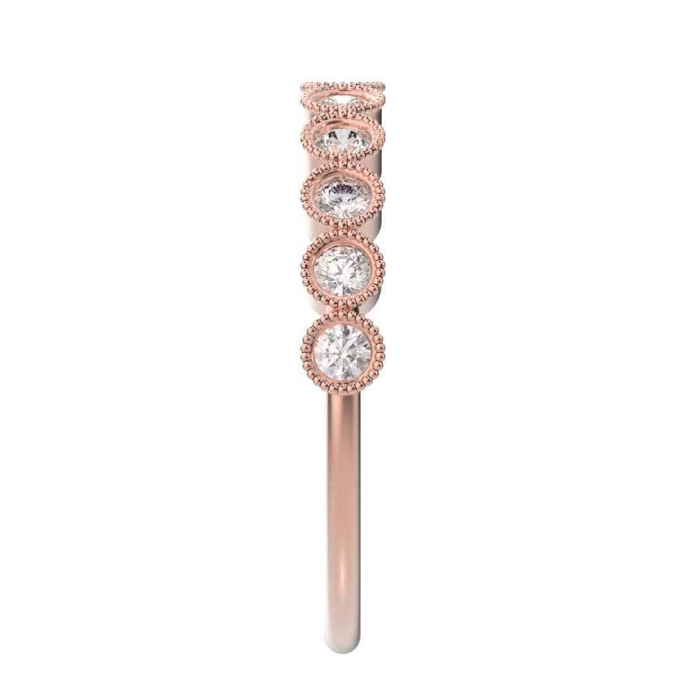 0.33 ct Round Cut Moissanite dainty Minimalist Stackable half eternity floral braided light 14K / 18K Solid Rose Gold everyday wedding band