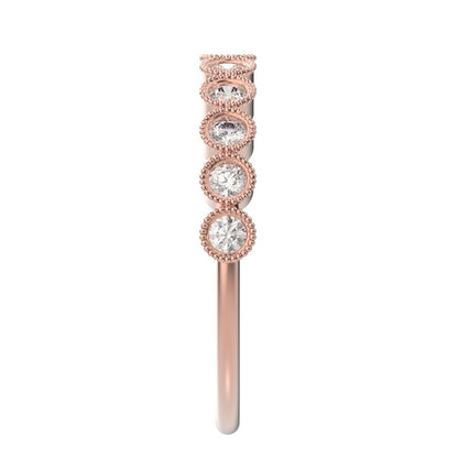 0.33 ct Round Cut Moissanite dainty Minimalist Stackable half eternity floral braided light 14K / 18K Solid Rose Gold everyday wedding band