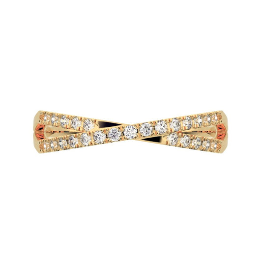 0.25Ct Round Cut Simulated Clear Diamond Stackable half eternity infinity criss cross 14K / 18K Solid Yellow Gold everyday wedding band