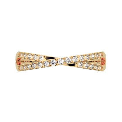 0.25Ct Round Cut Moissanite Minimalist Stackable half eternity infinity criss cross 14K / 18K Solid Yellow Gold everyday wedding band