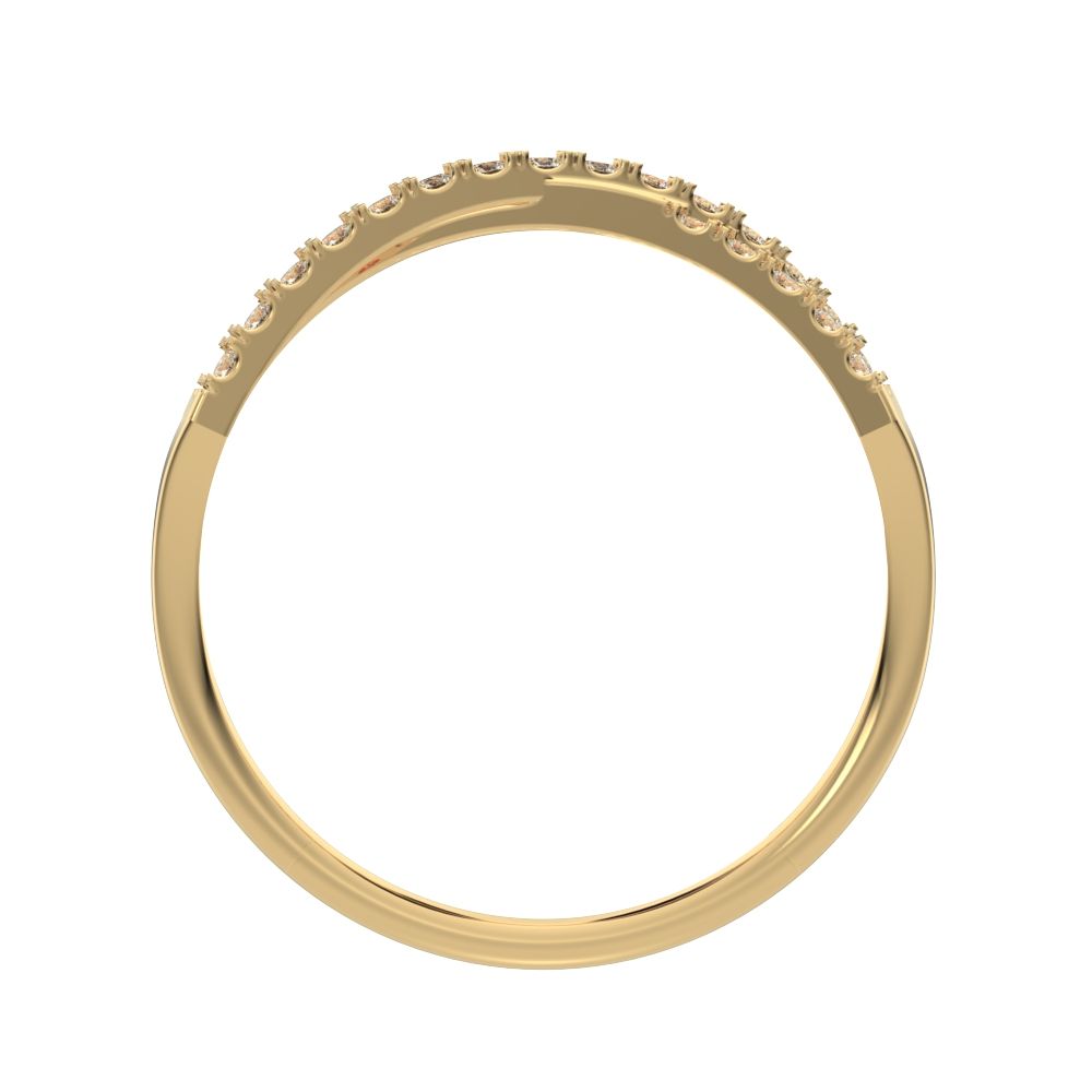 0.25Ct Round Cut Moissanite Minimalist Stackable half eternity infinity criss cross 14K / 18K Solid Yellow Gold everyday wedding band