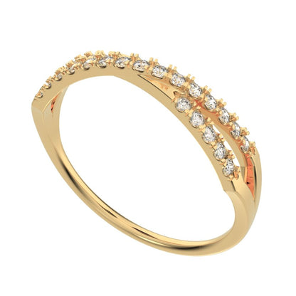 0.25Ct Round Cut Moissanite Minimalist Stackable half eternity infinity criss cross 14K / 18K Solid Yellow Gold everyday wedding band