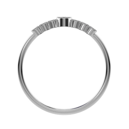 0.195 ct Oval Cut Simulated Clear Diamond dainty halo Minimalist solitaire with accents milgrain 14K / 18K Solid White Gold everyday ring