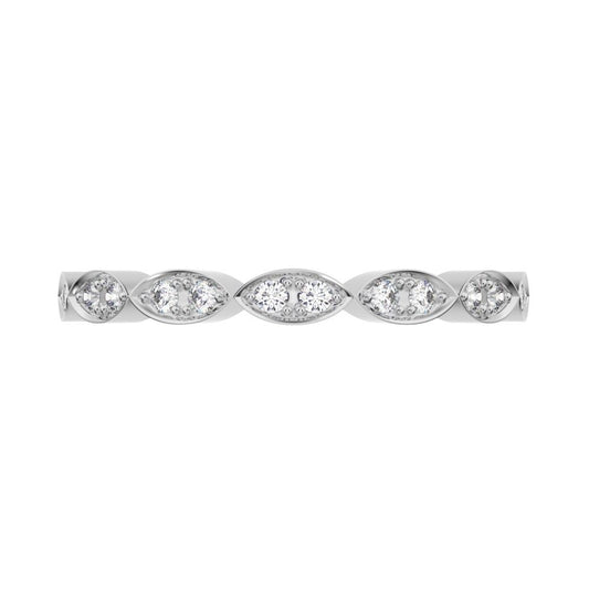 0.18Ct Round Cut Simulated Clear Diamond Minimalist Stackable half eternity eye braided 14K / 18K Solid White Gold everyday wedding band