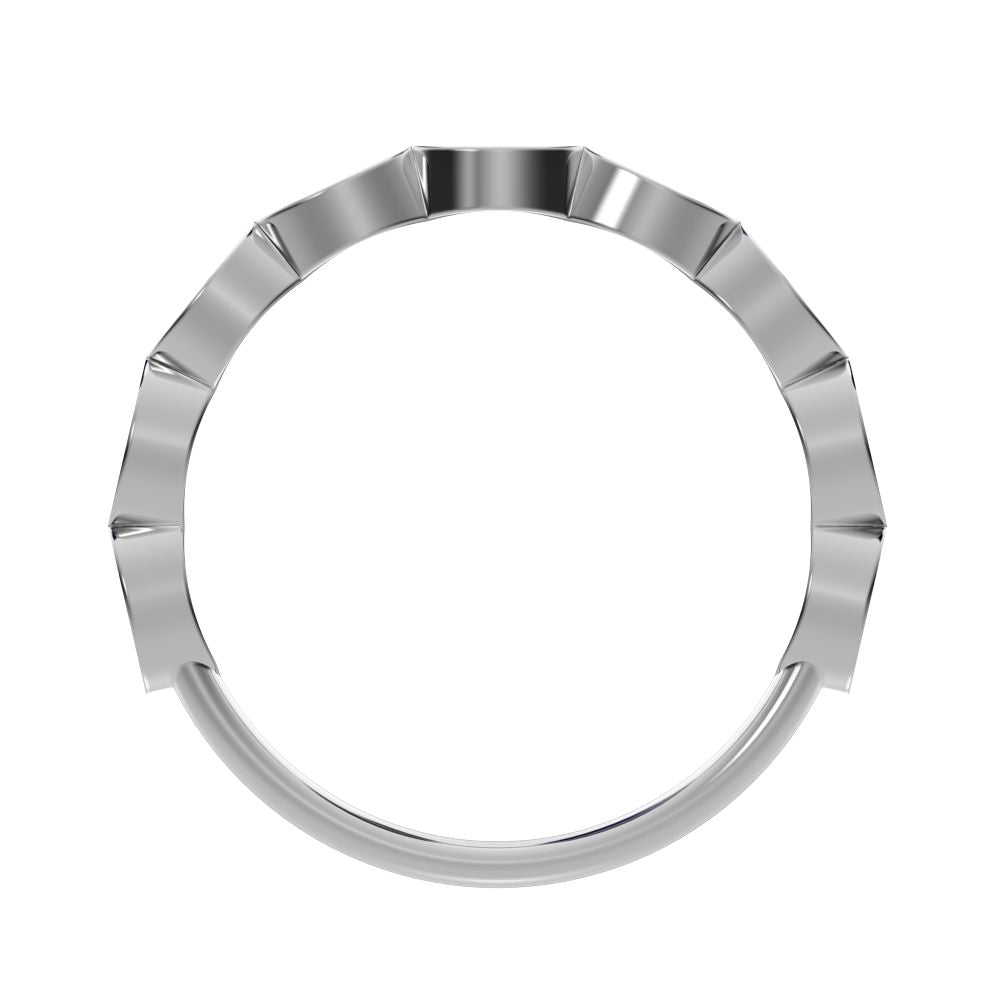 0.18 ct Round Cut Moissanite dainty Minimalist Stackable half eternity eye braided light 14K / 18K Solid White Gold everyday wedding band