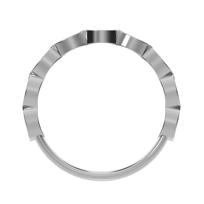 0.18 ct Round Cut Moissanite dainty Minimalist Stackable half eternity eye braided light 14K / 18K Solid White Gold everyday wedding band