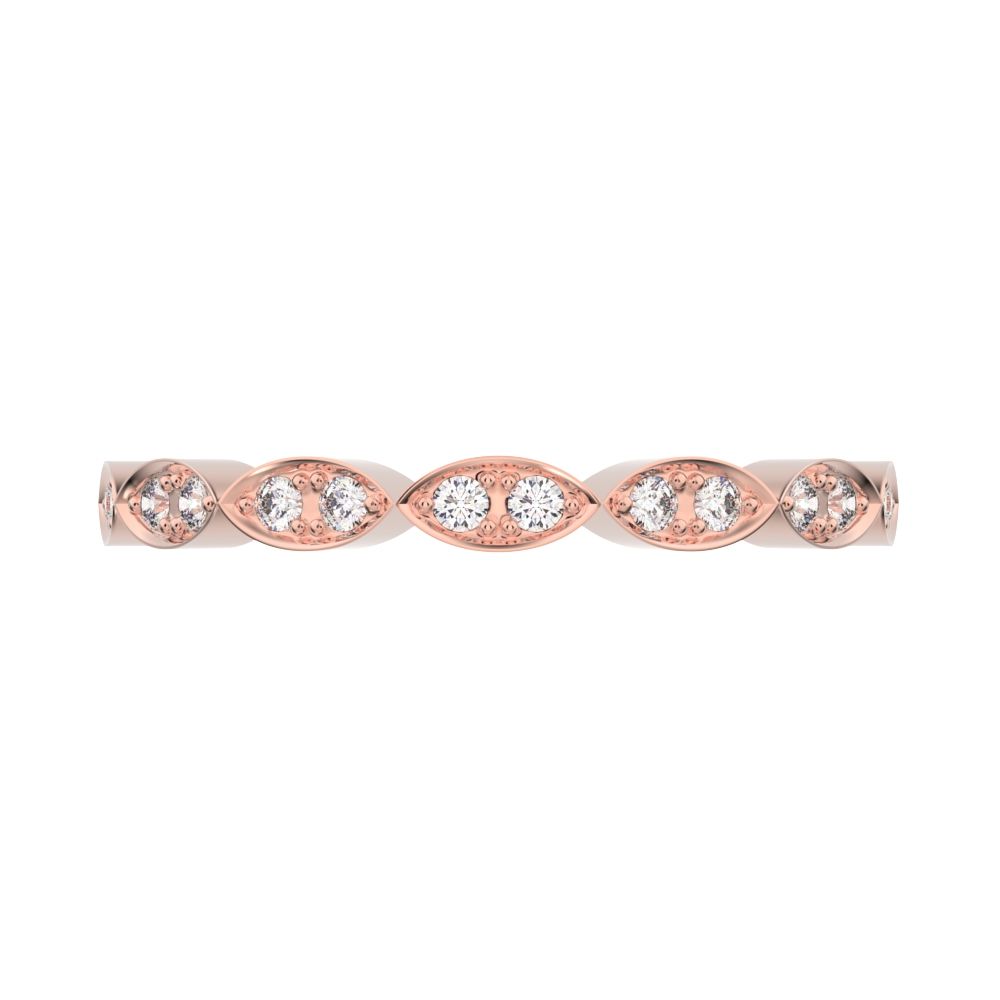 0.18 ct Round Cut Moissanite dainty Minimalist Stackable half eternity eye braided light 14K / 18K Solid Rose Gold everyday wedding band