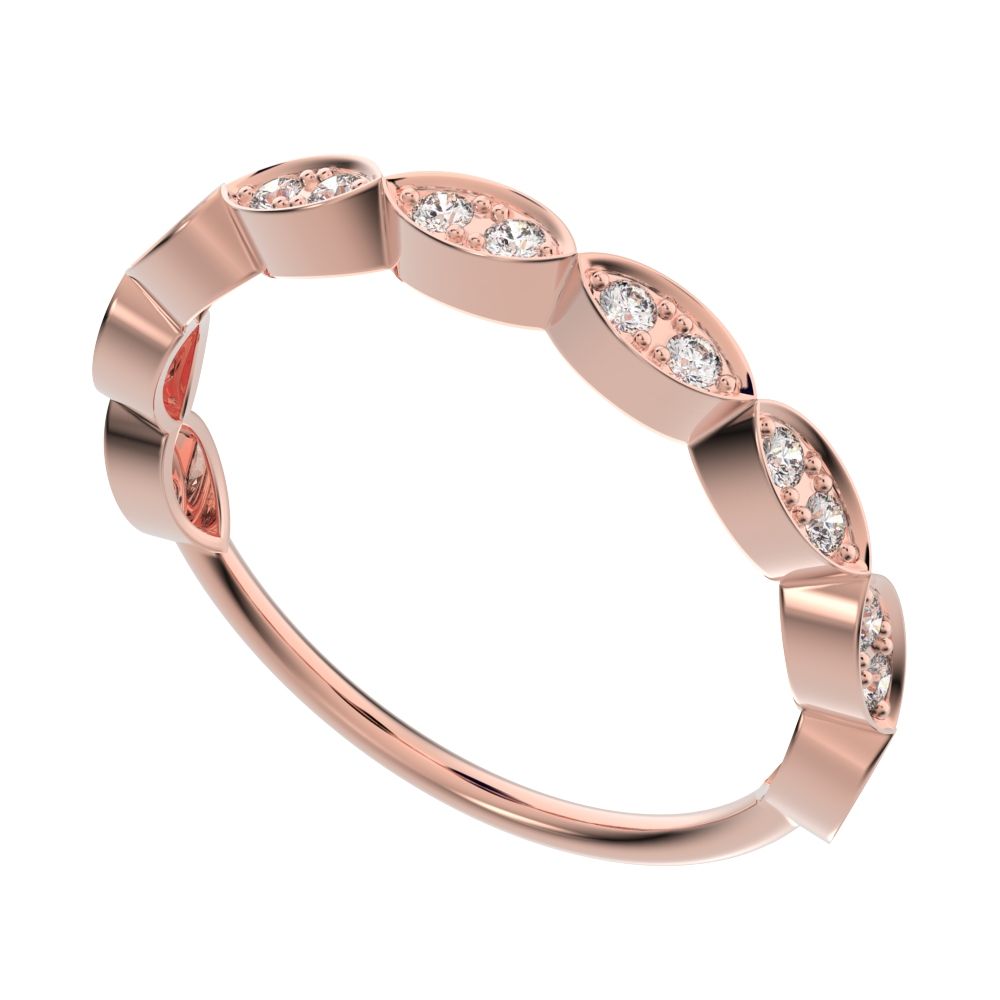 0.18 ct Round Cut Moissanite dainty Minimalist Stackable half eternity eye braided light 14K / 18K Solid Rose Gold everyday wedding band