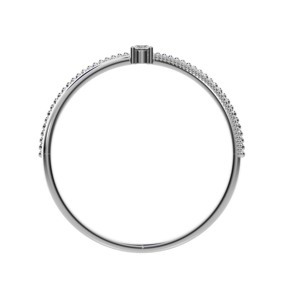 0.03Ct Round Cut Simulated Clear Diamond dainty Minimalist crisscross X ring halo cocktail 14K / 18K Solid White Gold everyday wedding band